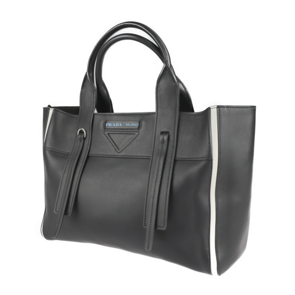 Prada Handbag Black 2-Way Bag Bag Shoulder Ouverture White Tote Leather